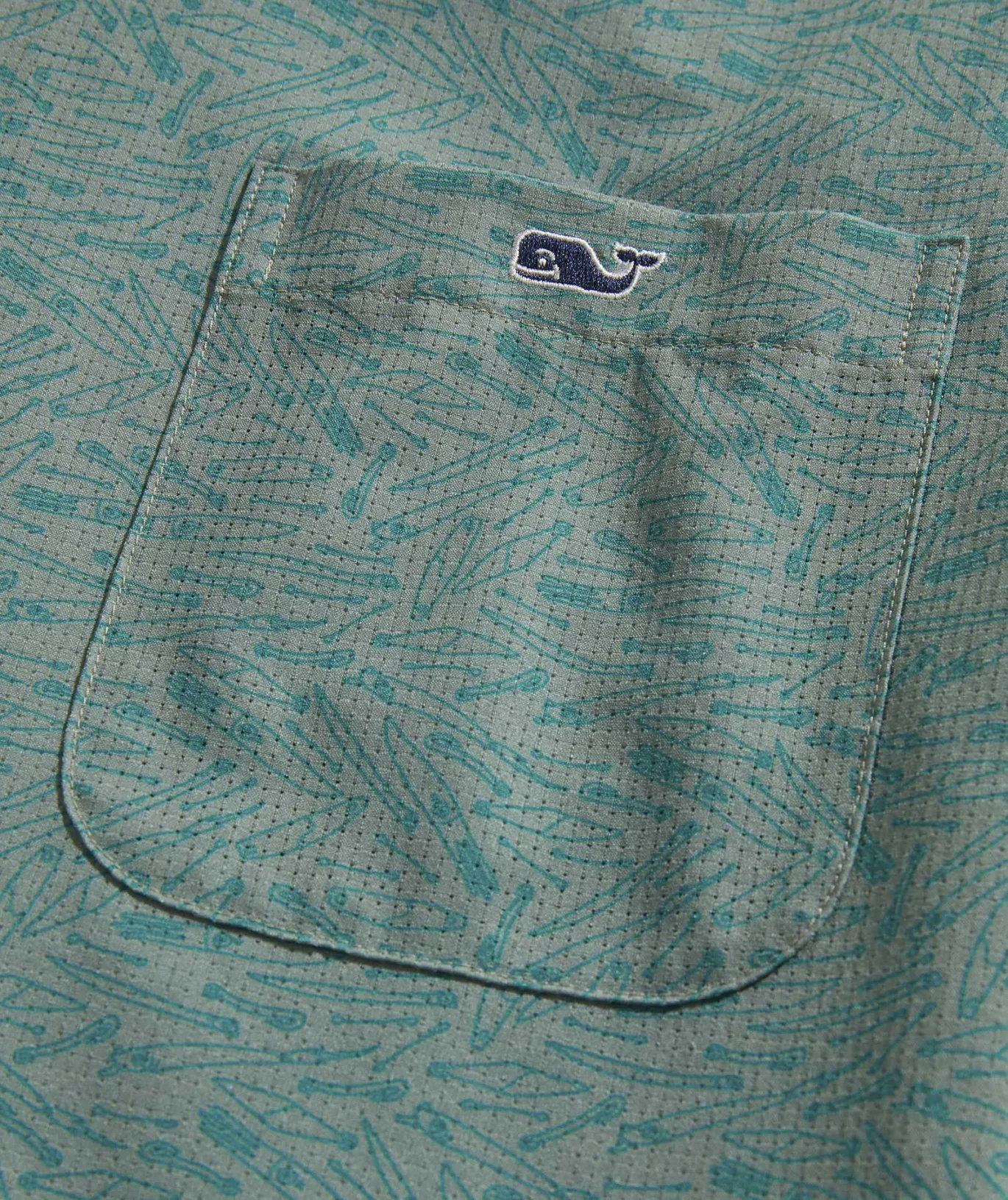 Vineyard Vines Abe Pieciak Fishing Lures Short-Sleeve Performance Shirt Lures Micro - Sage Olive Sale