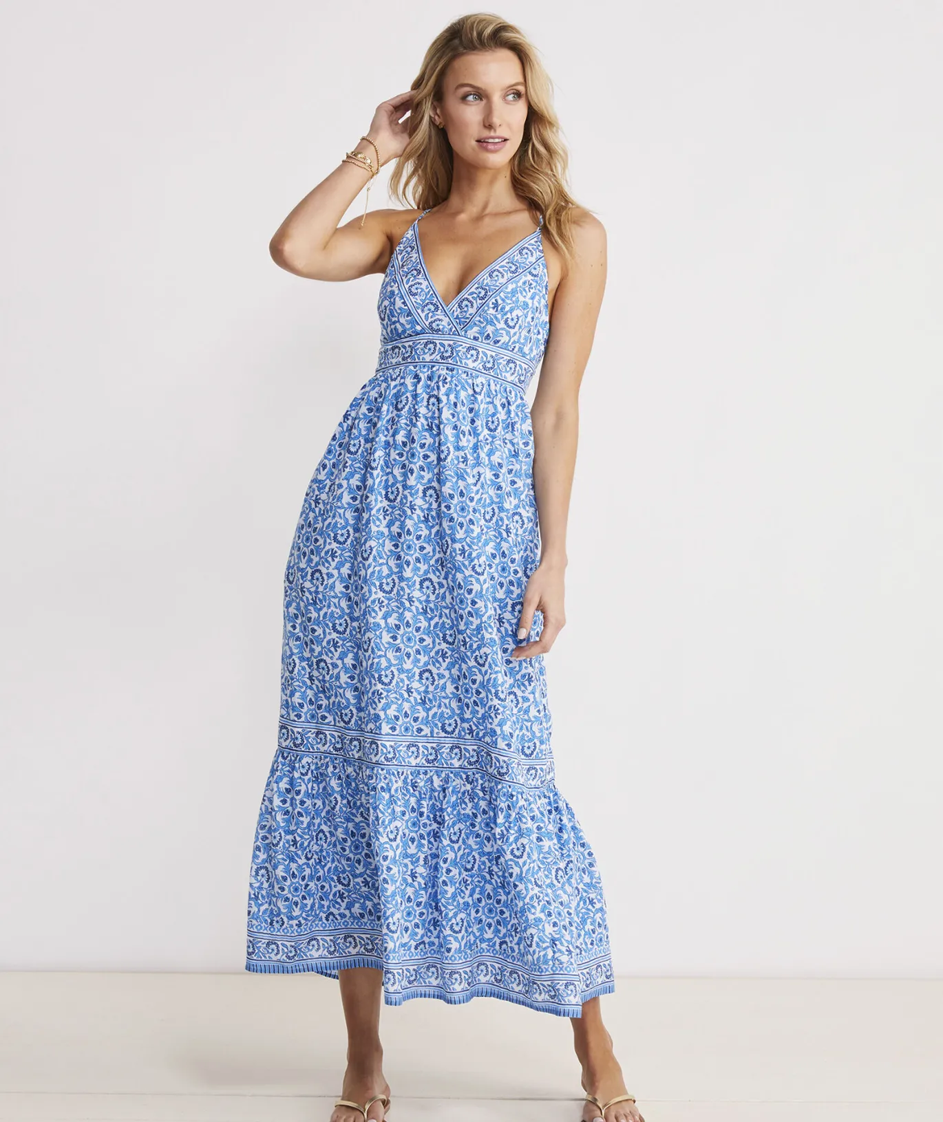Vineyard Vines Blue Katama Tile Sconset Maxi Dress Katama Tile - Blue Flash Sale
