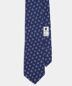 Vineyard Vines Boat Parade Silk Tie Nautical Navy New