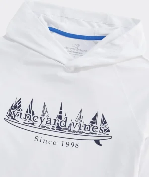 Vineyard Vines Boat Parade Surf Logo Long-Sleeve Harbor Performance Tee White Cap Clearance