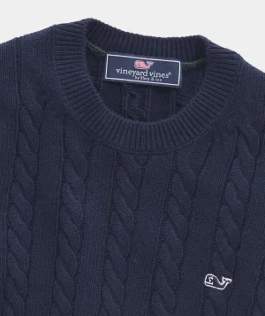 Vineyard Vines Boys’ Cotton Cashmere Cable Crewneck Sweater Wild Lime Best Sale