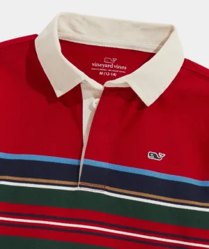 Vineyard Vines Boys' Cotton Rugby Shirt Crimson Sale