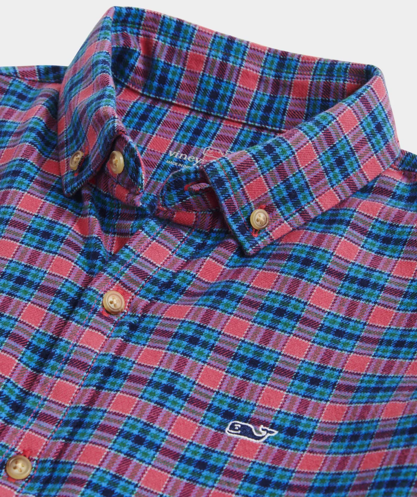 Vineyard Vines Boys' Cotton Twill Plaid Shirt Pld Cocktail Sauce Outlet