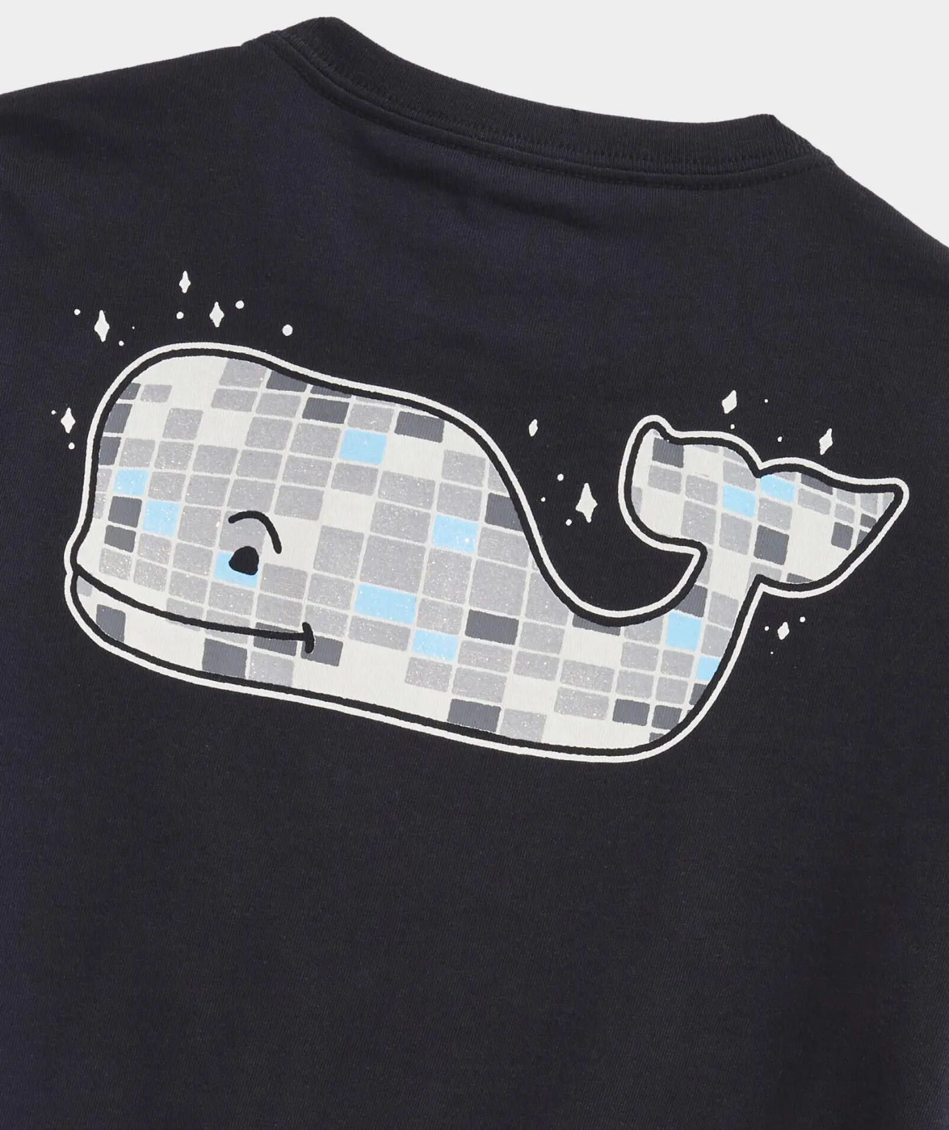 Vineyard Vines Boys' Disco Ball Whale Long-Sleeve Pocket Tee Jet Black Shop