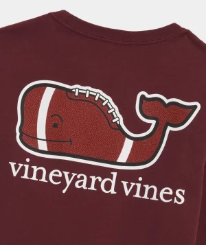 Vineyard Vines Boys' Football Whale Long-Sleeve Pocket Tee Grey Heather Hot