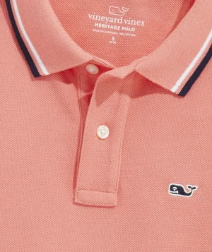 Vineyard Vines Boys' Heritage Pique Polo Ultimate Gray Clearance