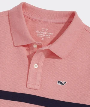 Vineyard Vines Boys' Heritage Stripe Pique Polo Nautical Navy Online