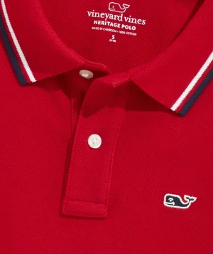 Vineyard Vines Boys' Heritage Tipped Pique Polo Jake Blue Hot