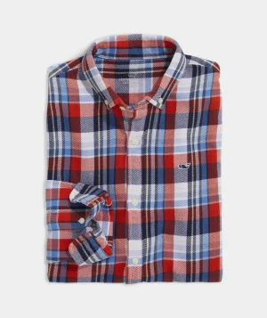 Vineyard Vines Boys' Lightweight On-The-Go Gingham Shirt Ging Tequila Sunrise Best Sale