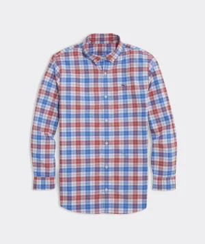 Vineyard Vines Boys' On-The-Go brrrº Gingham Shirt Charleston Green Shop