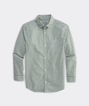 Vineyard Vines Boys' On-The-Go brrrº Gingham Shirt Wild Lime New