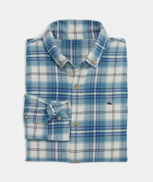 Vineyard Vines Boys' Stretch Flannel Check Shirt Larkspur Hot