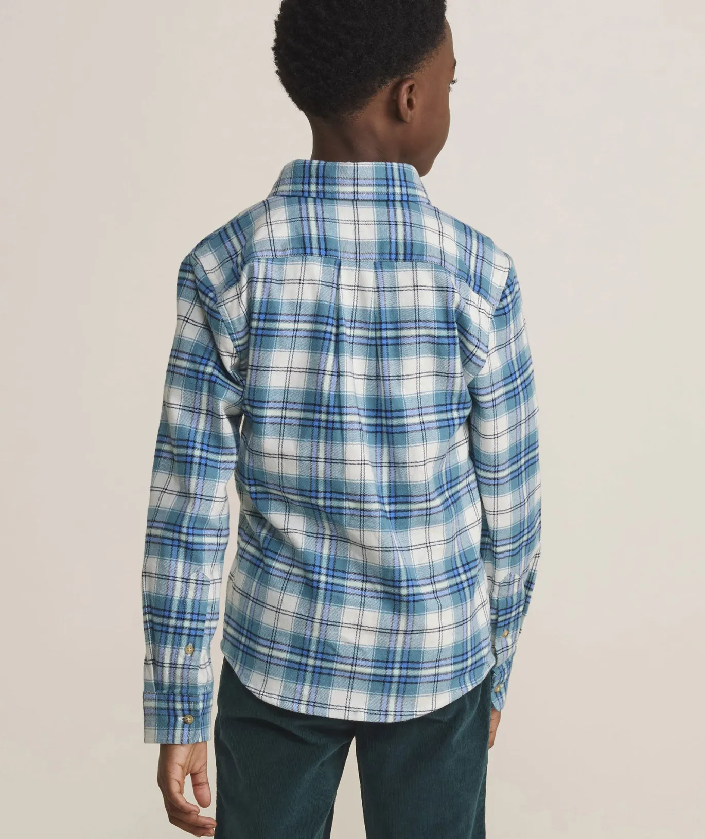 Vineyard Vines Boys' Stretch Flannel Check Shirt Larkspur Hot