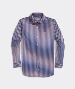 Vineyard Vines Boys' Stretch Flannel Plaid Shirt Charleston Green Fashion
