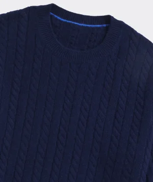 Vineyard Vines Cashmere Cable Crewneck Sweater Nautical Navy Sale