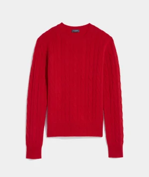 Vineyard Vines Cashmere Classic Cable Crewneck Sweater Crimson New