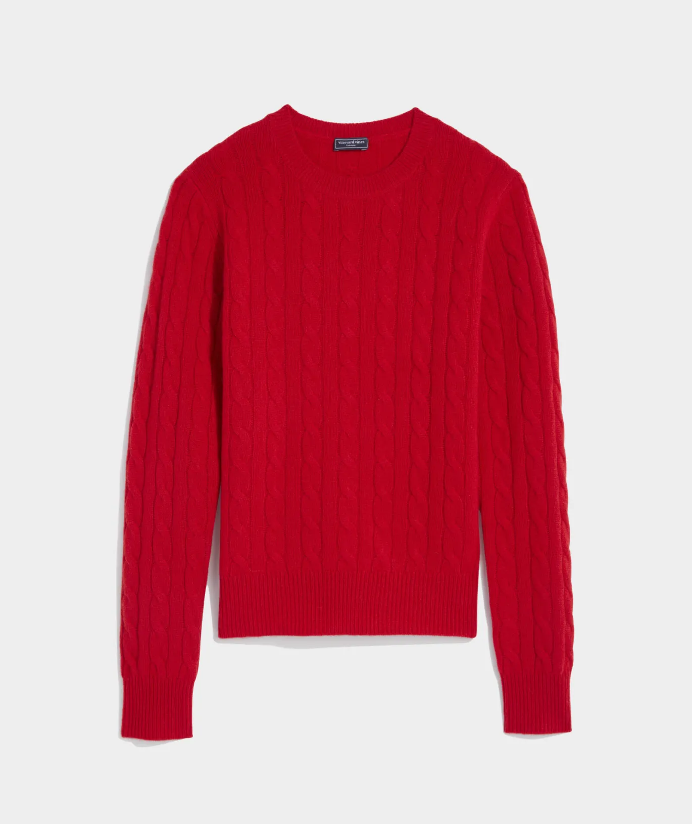 Vineyard Vines Cashmere Classic Cable Crewneck Sweater Crimson New