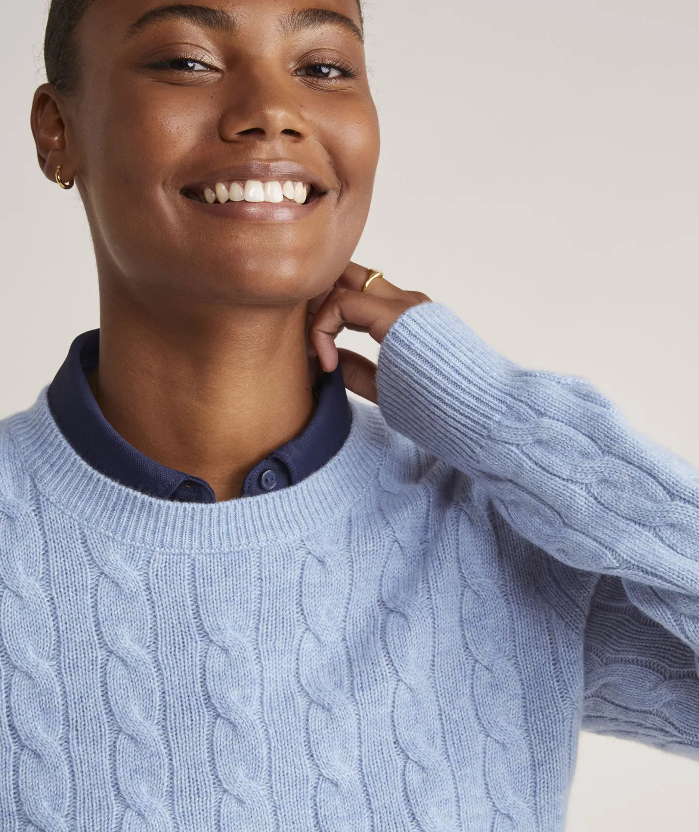 Vineyard Vines Cashmere Classic Cable Crewneck Sweater Camel Heather Discount