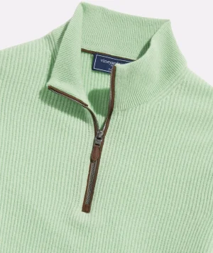 Vineyard Vines Cashmere Fisherman Rib Quarter-Zip Sweater Mint Sprig Flash Sale
