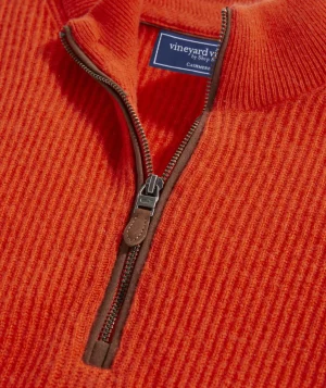 Vineyard Vines Cashmere Fisherman Rib Quarter-Zip Sweater Cocktail Sauce Outlet