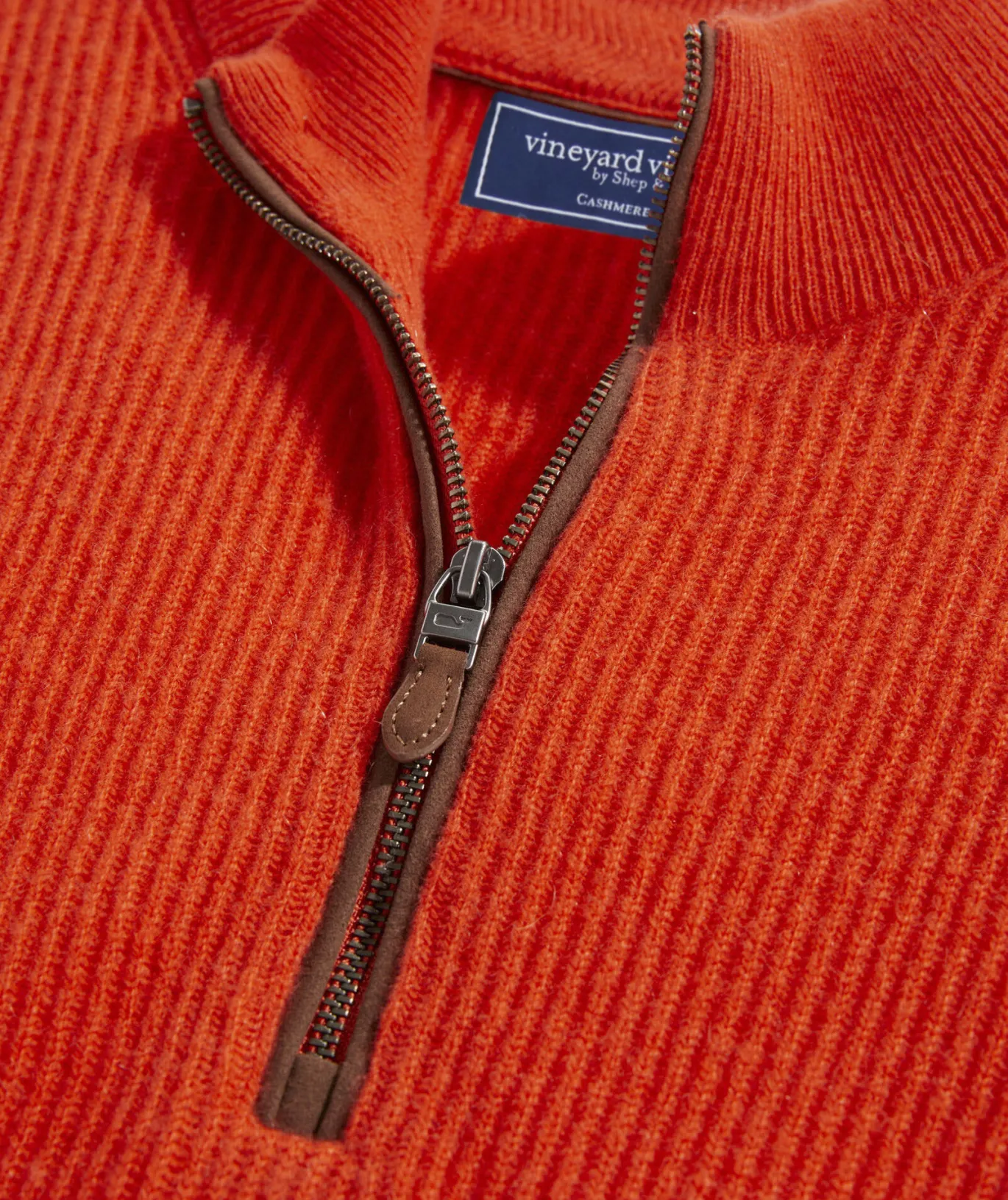 Vineyard Vines Cashmere Fisherman Rib Quarter-Zip Sweater Cocktail Sauce Outlet