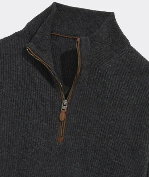 Vineyard Vines Cashmere Fisherman Rib Quarter-Zip Sweater Charcoal Heather Online