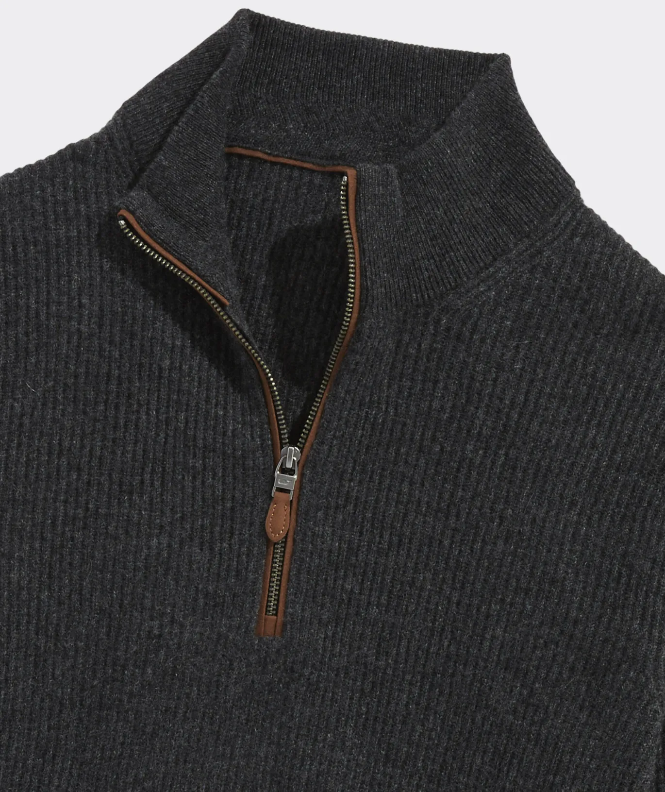 Vineyard Vines Cashmere Fisherman Rib Quarter-Zip Sweater Charcoal Heather Online
