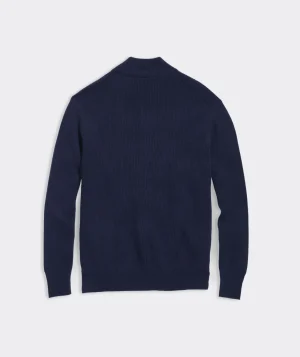 Vineyard Vines Cashmere Fisherman Rib Quarter-Zip Sweater Nautical Navy Store