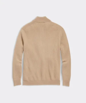 Vineyard Vines Cashmere Fisherman Rib Quarter-Zip Sweater Camel Online