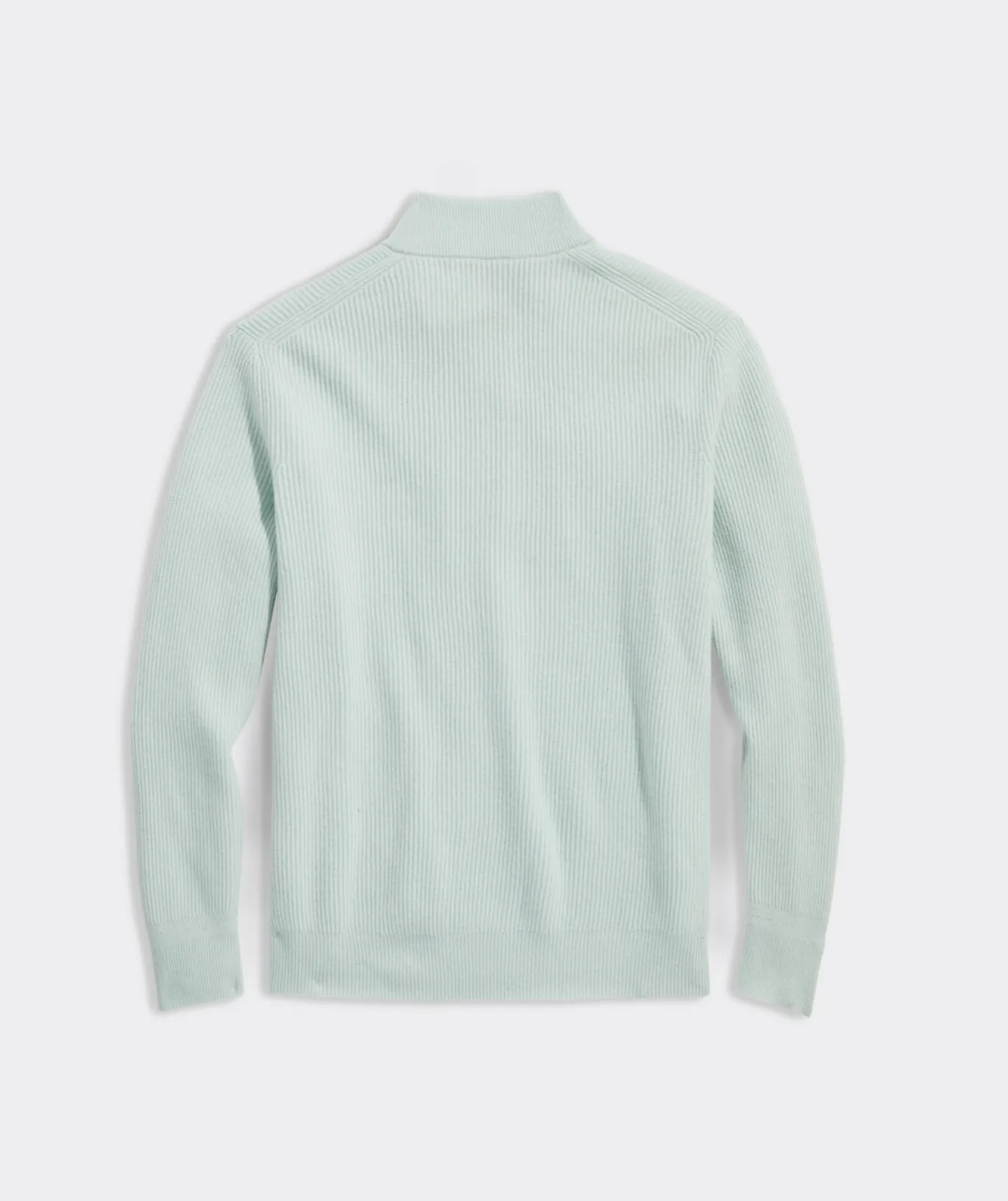 Vineyard Vines Cashmere Fisherman Rib Quarter-Zip Sweater Bleached Aqua New