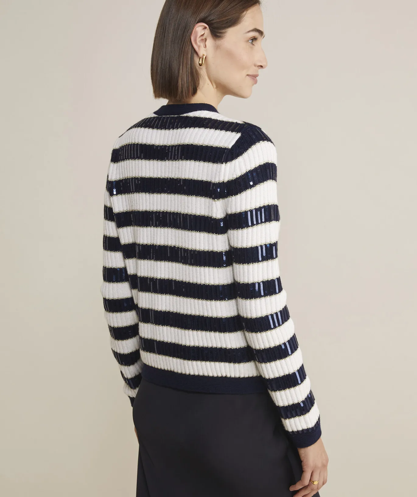 Vineyard Vines Cashmere Waffle-Knit Striped Crewneck Sweater Rum Runner Cheap