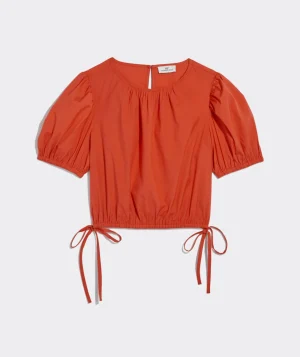 Vineyard Vines Cinched Puff-Sleeve Top Chickory Coffee Online