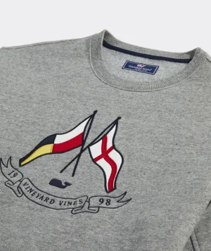 Vineyard Vines Clean Fleece Embroidered Crewneck Grey Heather Best Sale