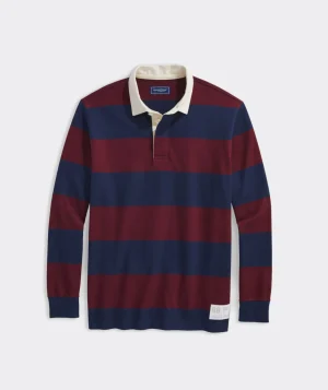 Vineyard Vines Cotton Rugby Shirt Naut Navy/Crimson Clearance