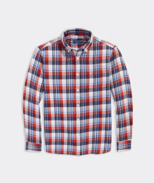 Vineyard Vines Cotton Twill Plaid Shirt Pld Cocktail Sauce Fashion