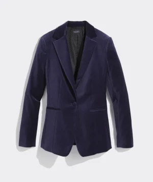 Vineyard Vines Embroidered Velvet Blazer Jet Black Clearance