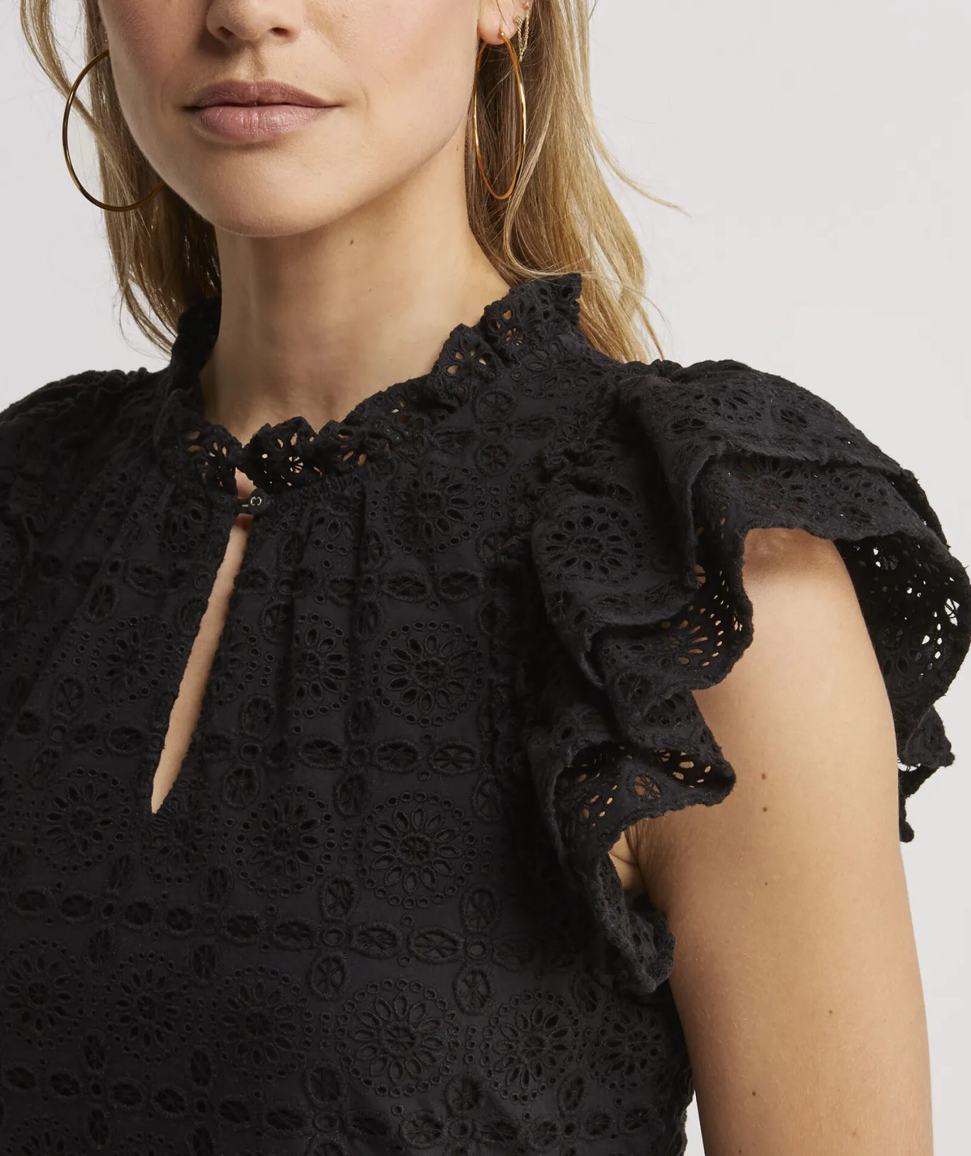 Vineyard Vines Eyelet Tiered Ruffle Dress Jet Black Hot