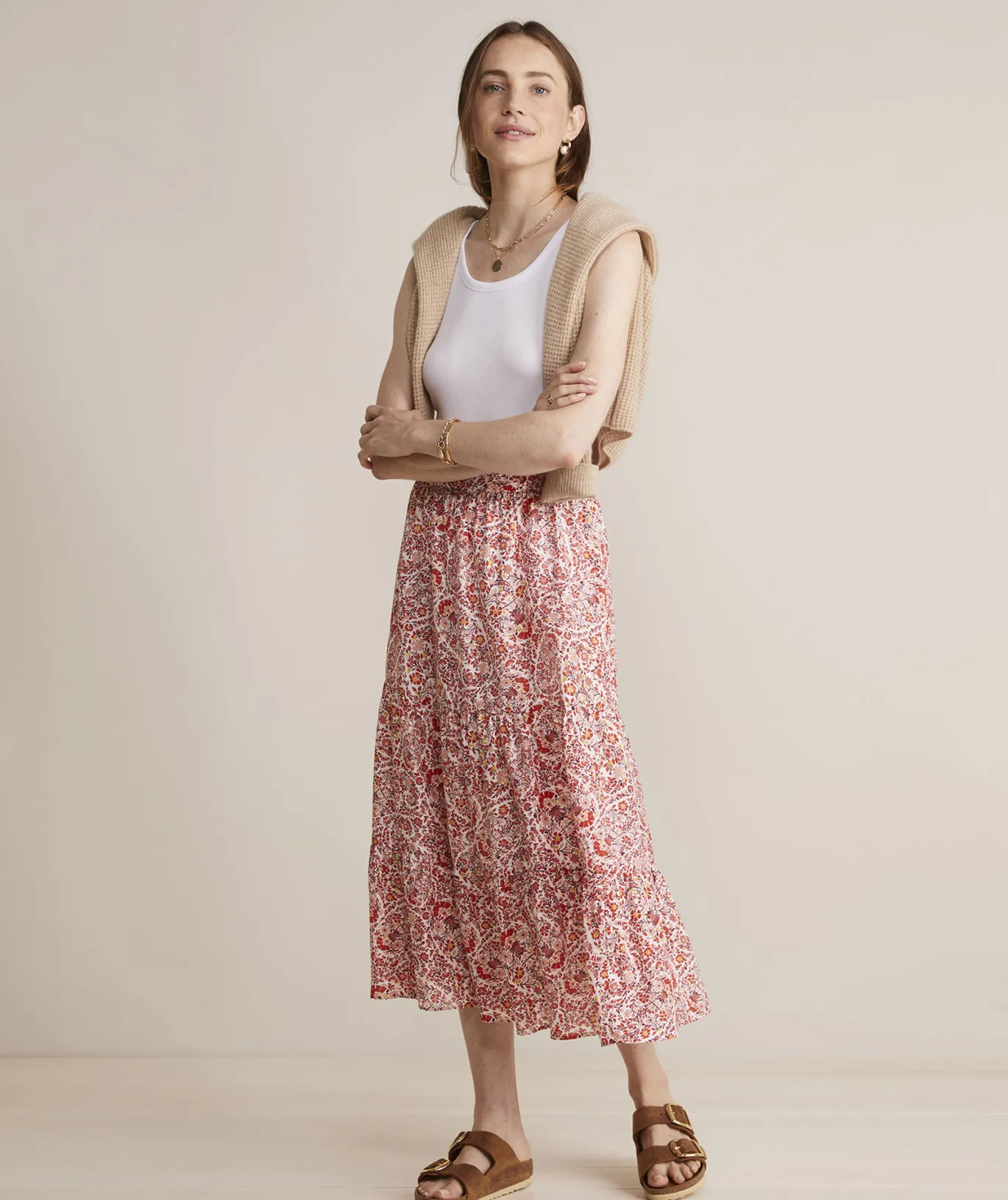 Vineyard Vines Fenwick Paisley Cotton Silk Maxi Paisley -Marshmallow Best Sale