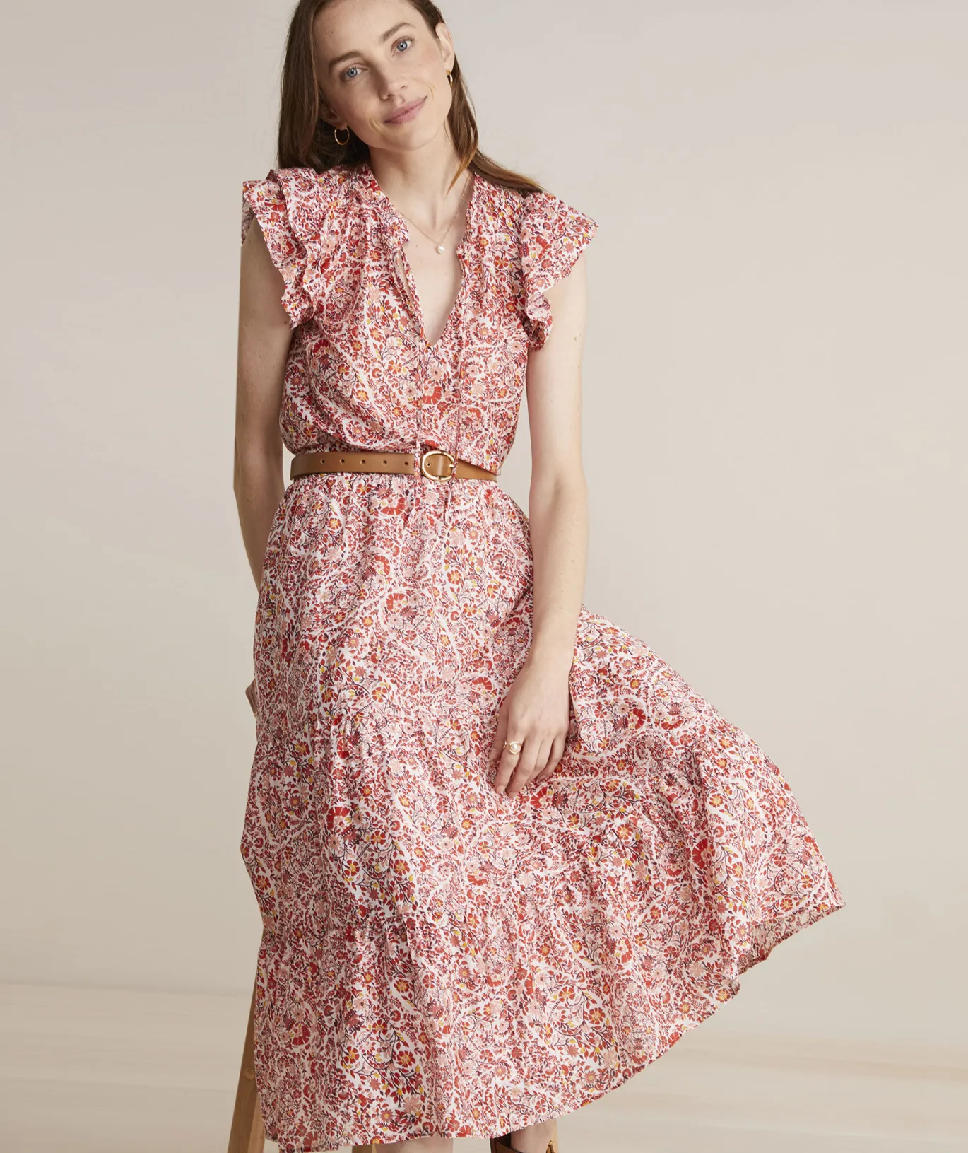 Vineyard Vines Fenwick Paisley Cotton Silk Maxi Paisley -Marshmallow Best Sale