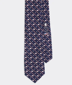 Vineyard Vines Flags Rep Stripe Printed Tie Nautical Navy Cheap