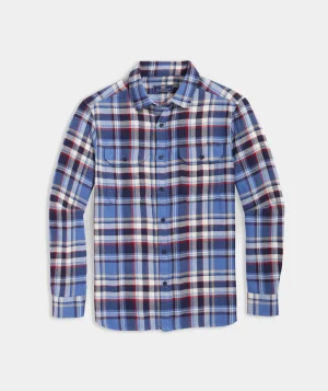 Vineyard Vines Flannel Plaid Herringbone Workshirt Blue Moon Best