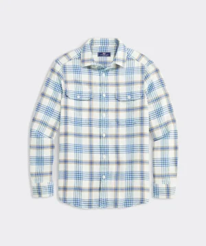 Vineyard Vines Flannel Plaid Herringbone Workshirt Mist Green Sale