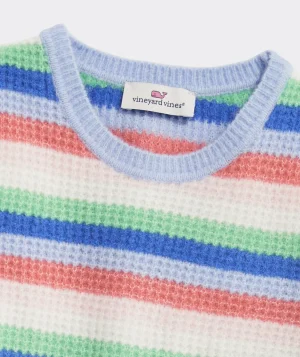 Vineyard Vines Girls' Breton Stripe Mockneck Sweater Iris Heather Best