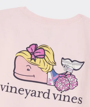 Vineyard Vines Girls' Heathered Vintage Whale Long-Sleeve Pocket Tee Papaya Punch Hthr Discount