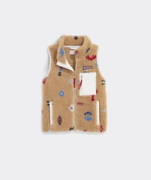Vineyard Vines Girls' Oversized Metallic Puffer Vest Porcelain Blue Hot