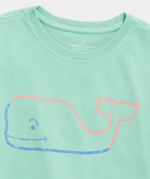 Vineyard Vines Girls' Reindeer Whale Long-Sleeve Pocket Tee Mist Green Store