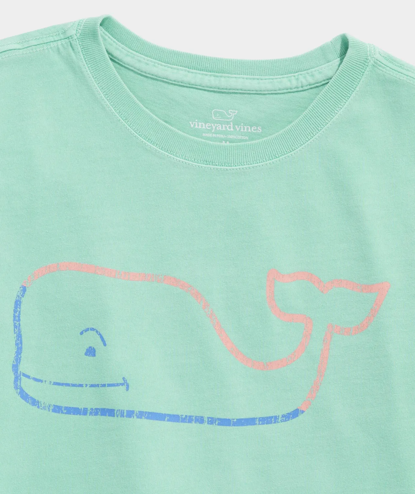 Vineyard Vines Girls' Reindeer Whale Long-Sleeve Pocket Tee Mist Green Store