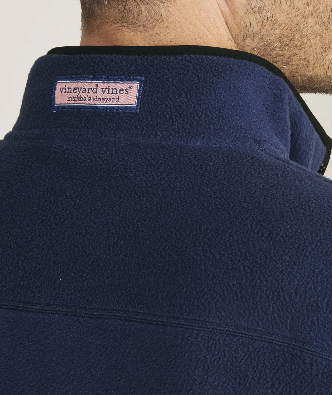 Vineyard Vines Harbor Fleece Quarter-Snap Nautical Navy Clearance