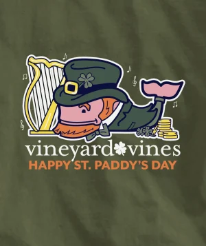 Vineyard Vines Harp Leprechaun Whale Long-Sleeve Pocket Tee Cypress Fashion