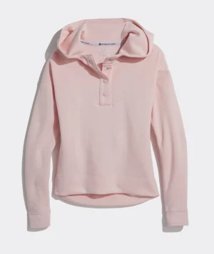 Vineyard Vines Hooded Snap Front Golf Pullover Light Grey Hthr New